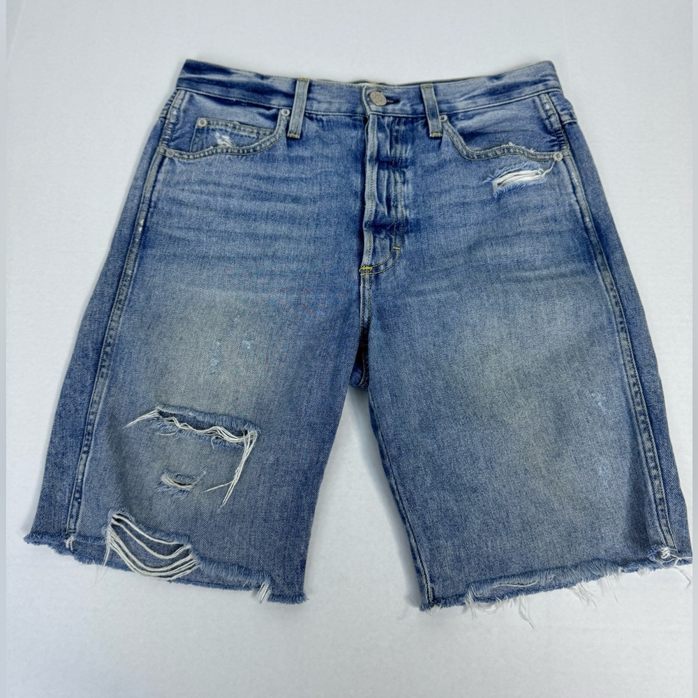AMO Blue Distressed Jean Shorts